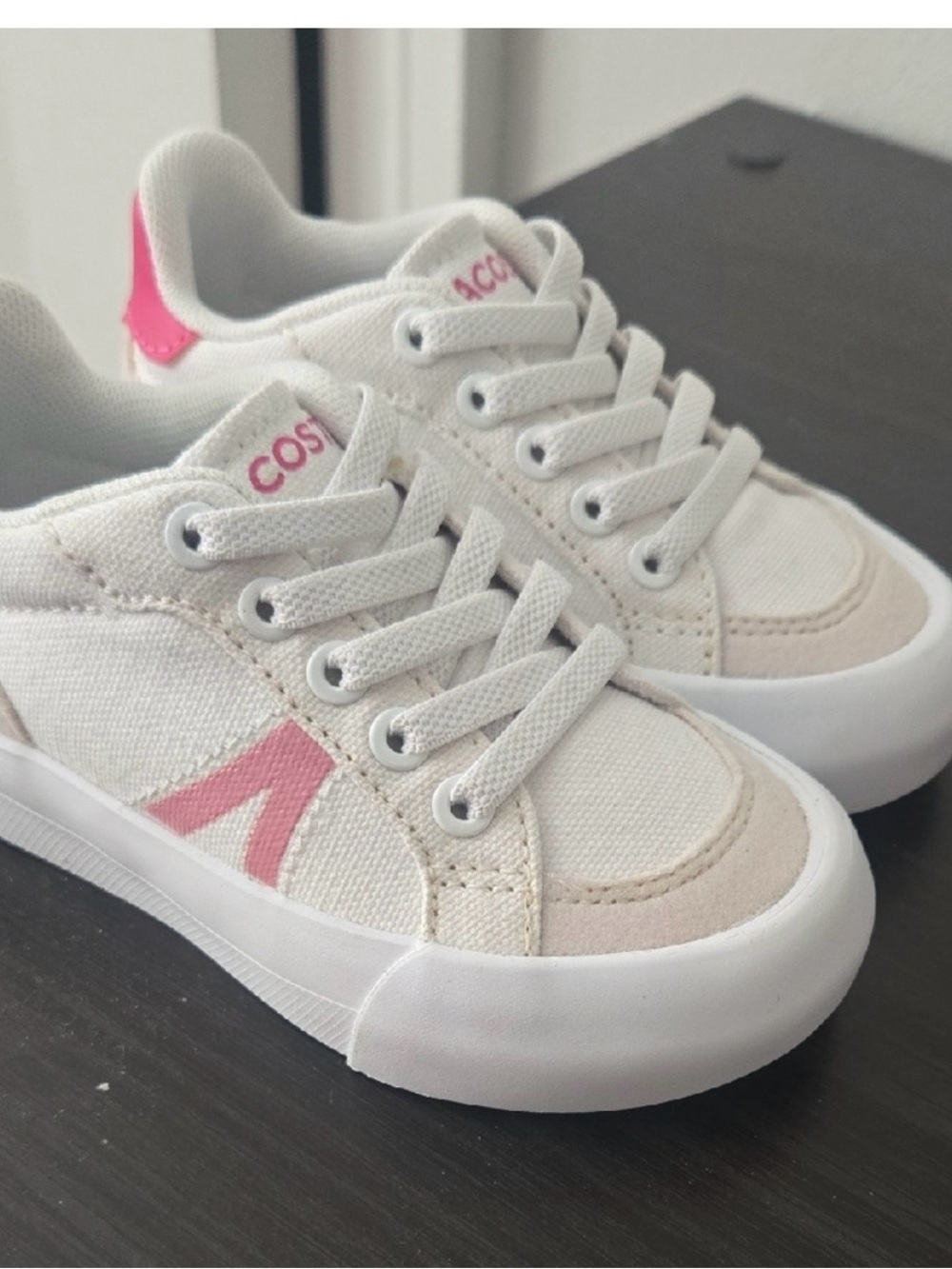 Lacoste L004 Toddler Sneakers in White and Pink